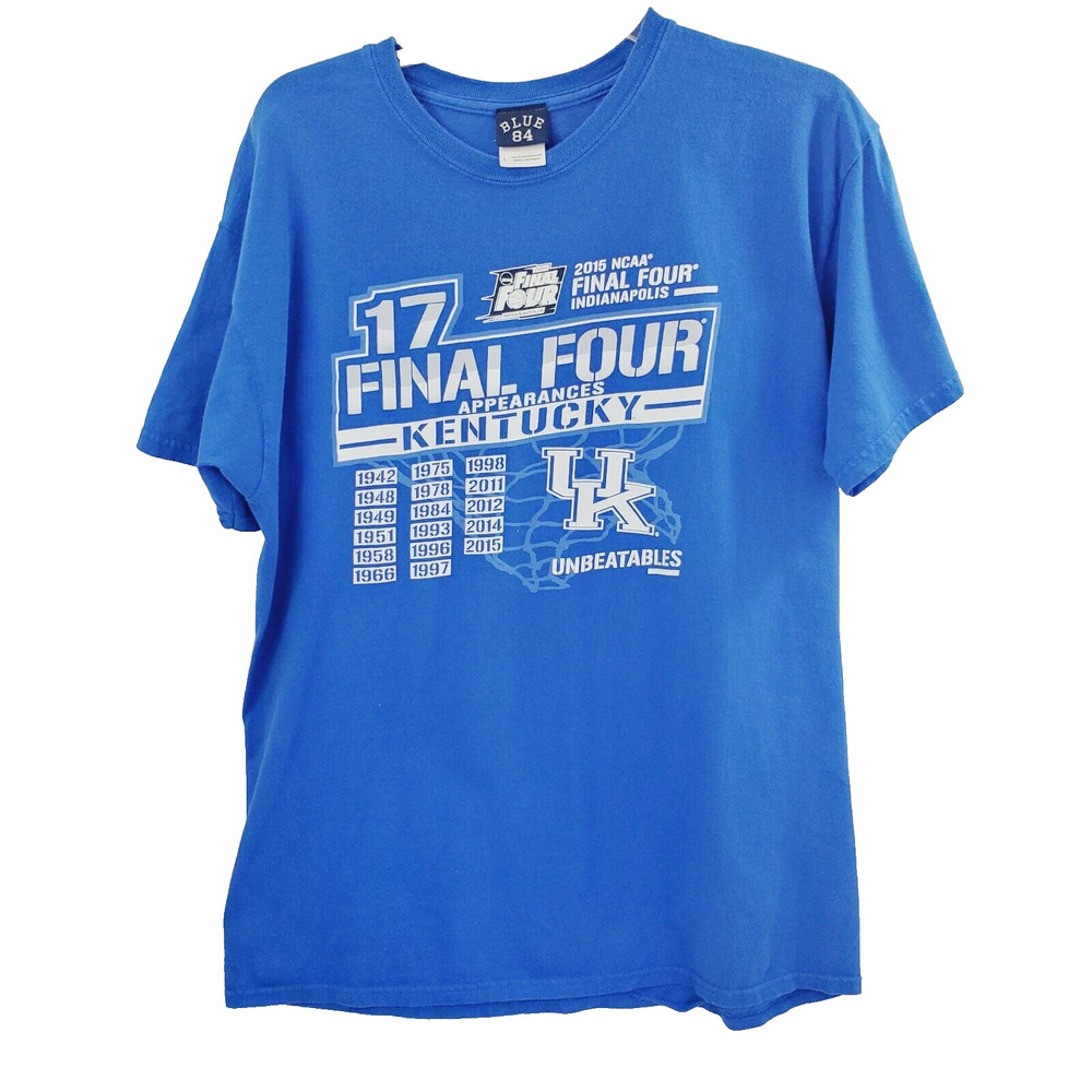 Blue 84 Kentucky Final Four Shirt Large Blue Retro 2017 UofK Baseketball Casual
